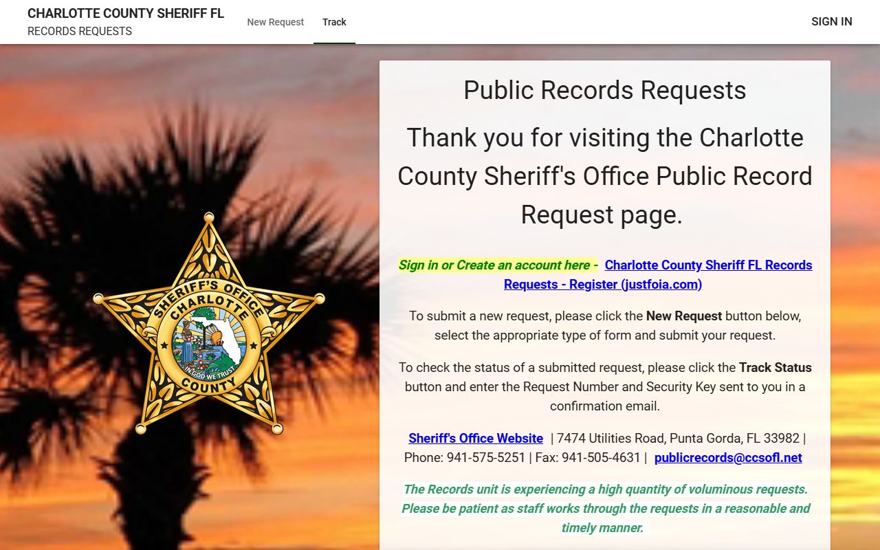 Charlotte County Sheriff's Office records portal