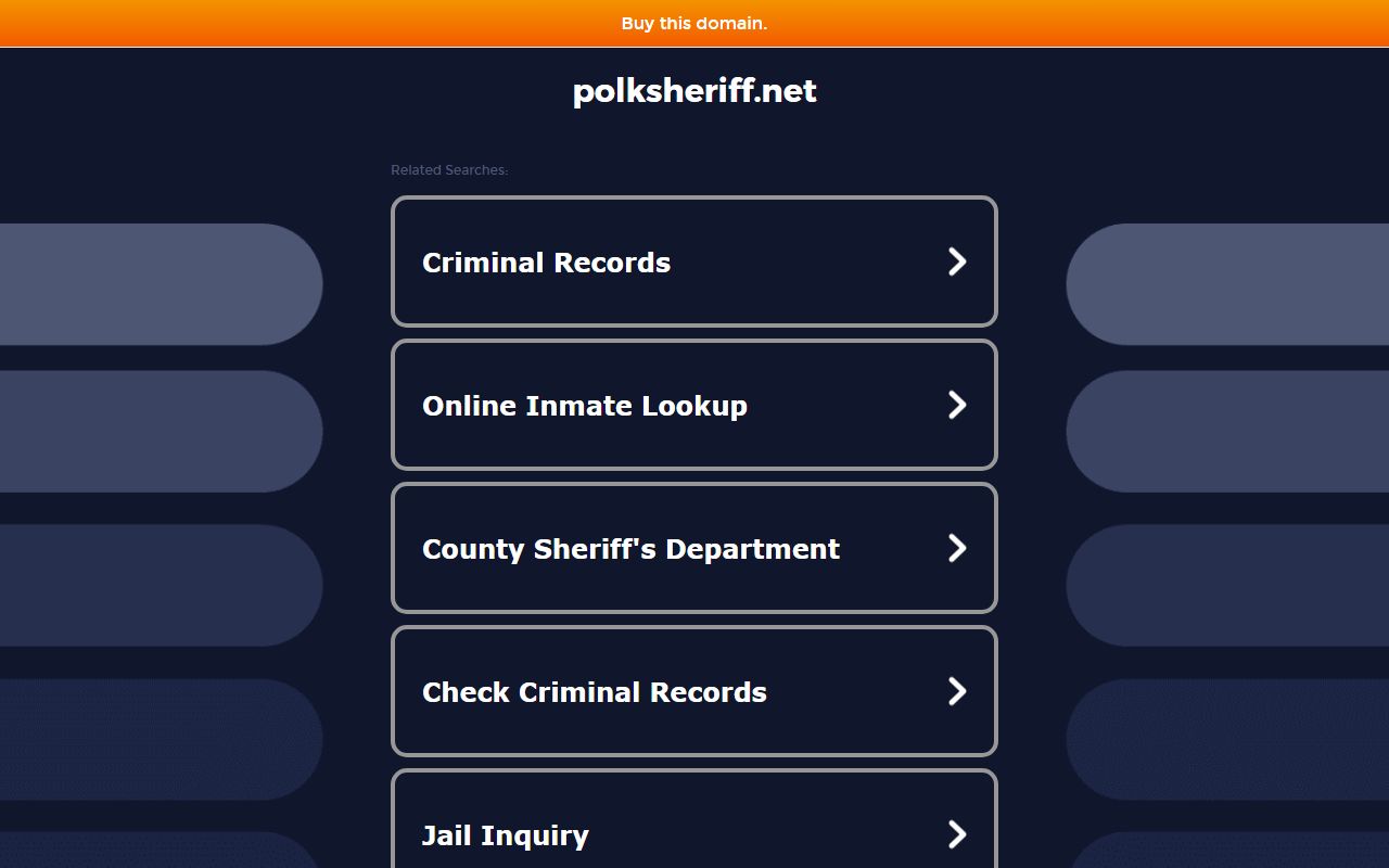 Polk County Sheriff's Office homepage with police blotter search tools